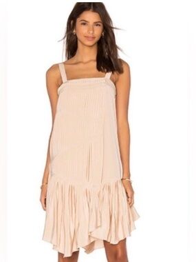 Tibi Morro Sand Cream Pleated Draped Mini Silk Dress NWOT size 4
